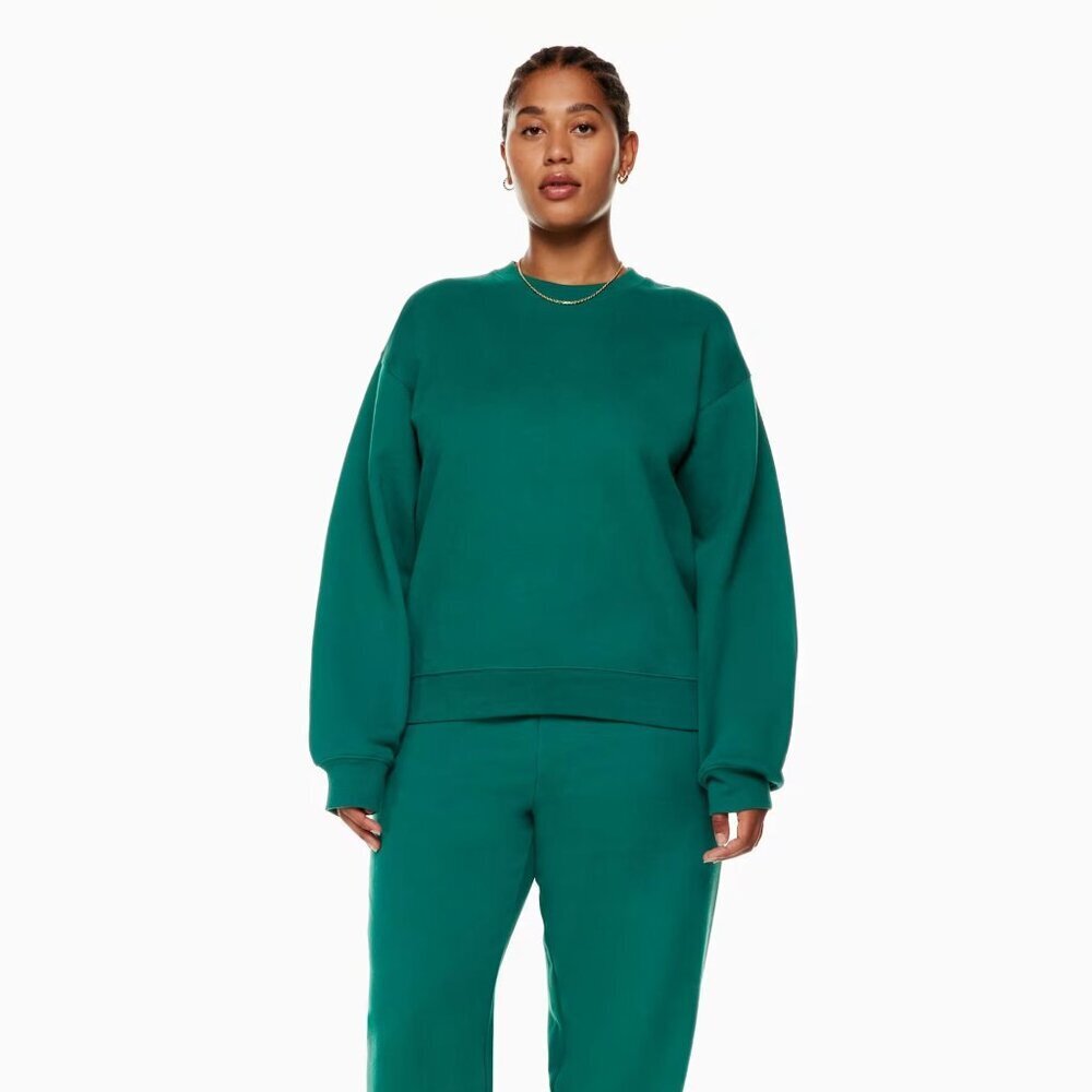 Aritzia TNA Green Cozy Fleece Perfect Crew Sweatshirt Size XS 41685